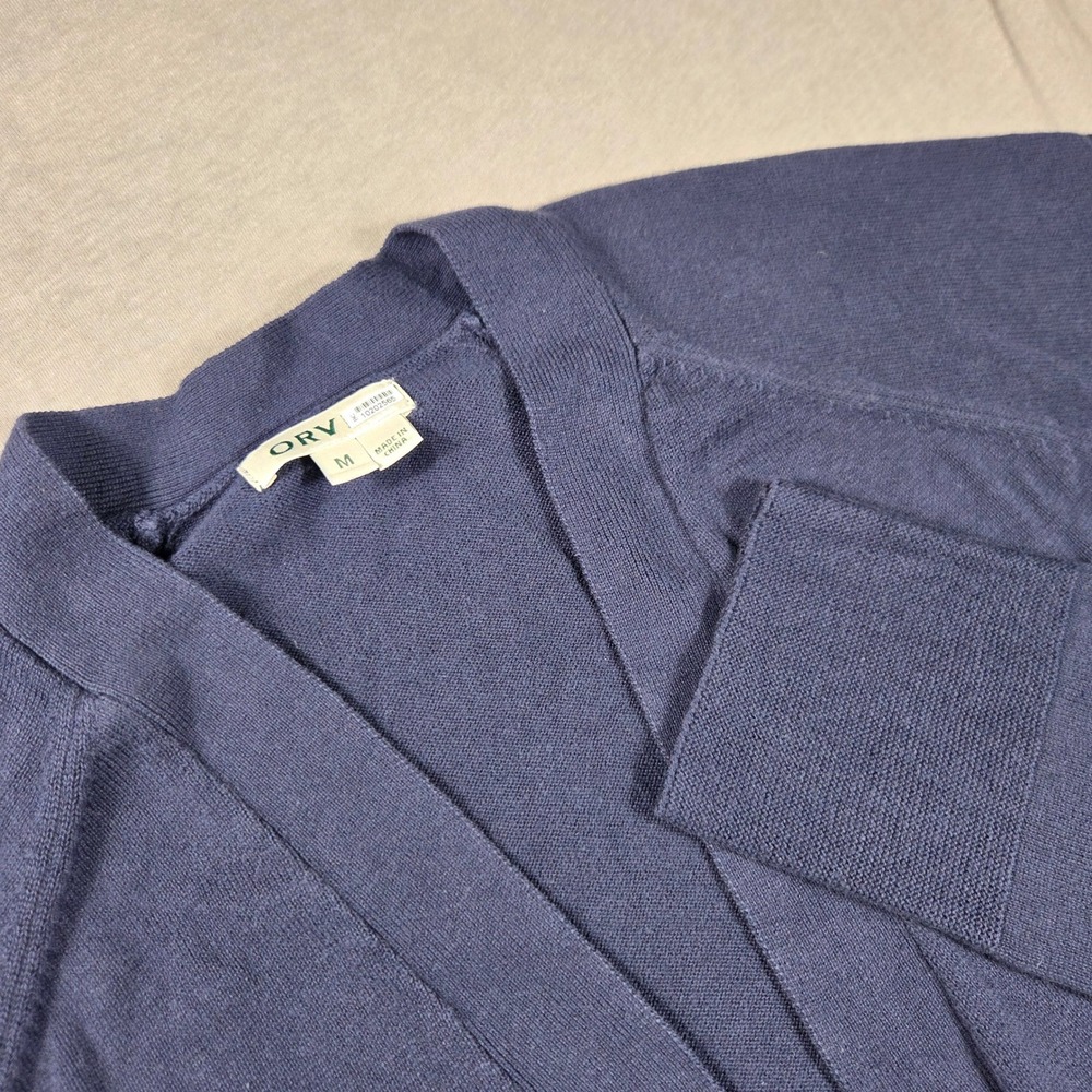 ORVIS Womens Navy Blue 100% Cotton Open Front Cardigan Sweater Size M